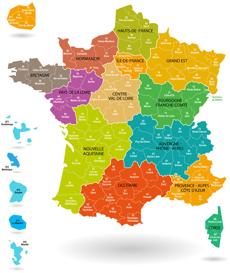 © Carta amministrativa delle regioni francesi https://www.regions-et-departements.fr/