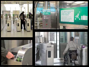 Tornelli metropolitana Parigi. Inserire e recuperare il biglietto.